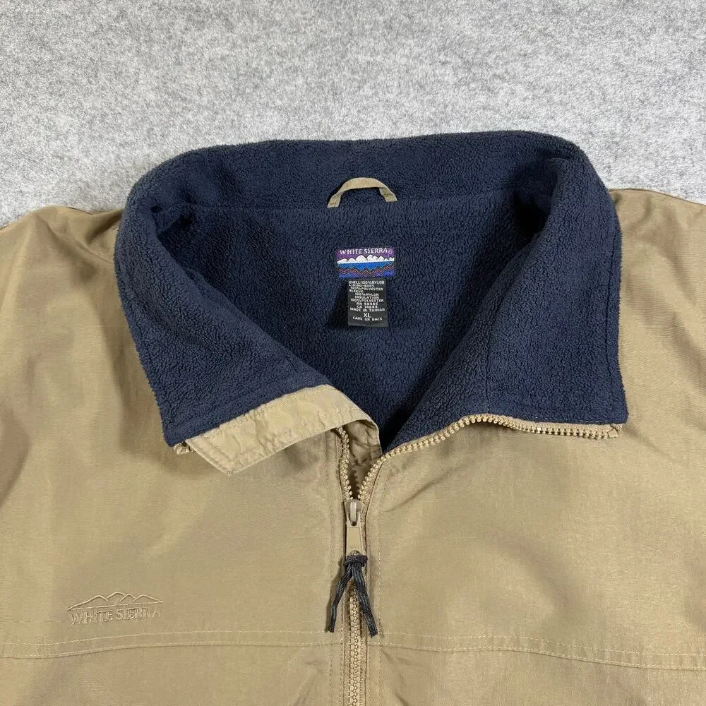 Vintage White Sierra Jacket Mens XL Tan Fleece Lined Water Resistant Hiking